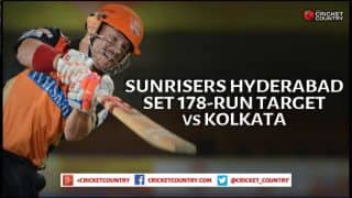 David Warner, Shikhar Dhawan help Sunrisers Hyderabad set 178-run target vs Kolkata Knight Riders in IPL 2015 match 19